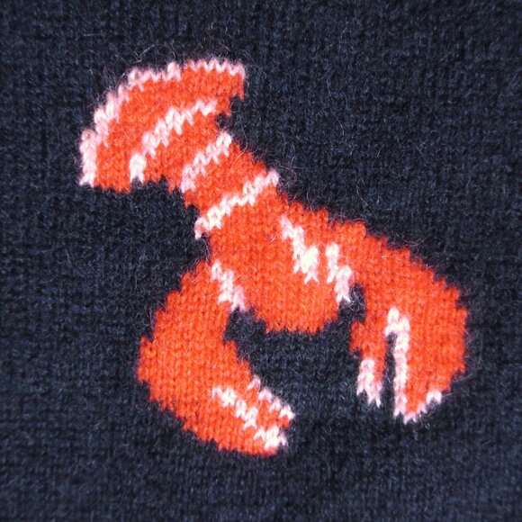 NWT J.Crew Cashmere Crewneck Sweater in Ink Navy Flying Lobsters Print XS - Picture 6 of 6